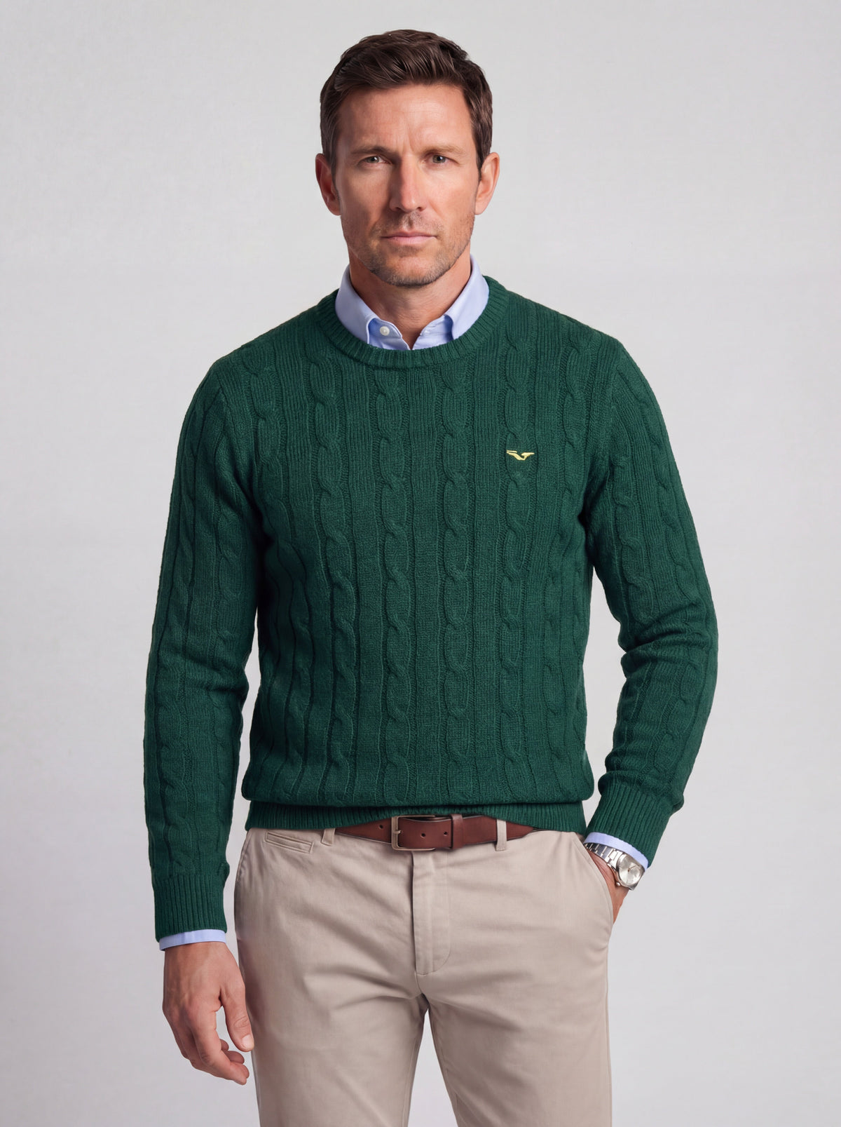 Jersey de Punto Trenzado 100% Algodón (Cuello Redondo) - JS Winchester