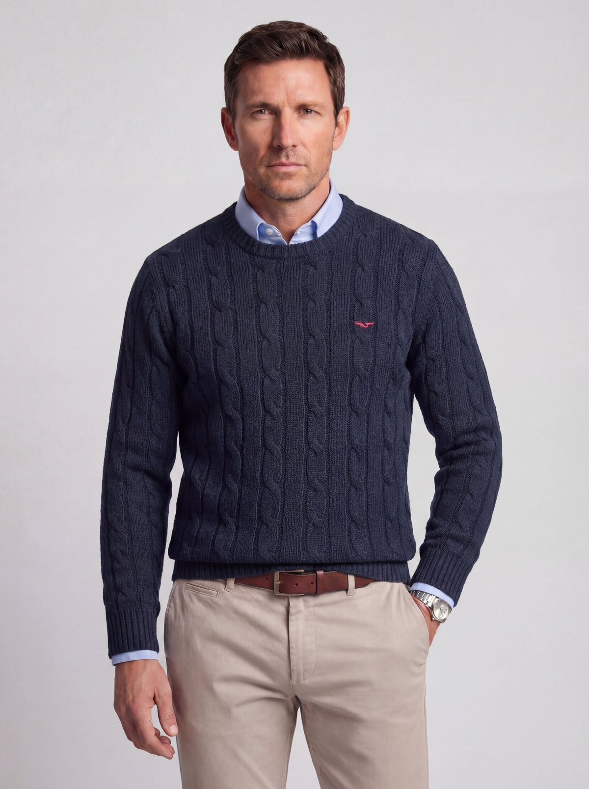 Jersey de Punto Trenzado 100% Algodón (Cuello Redondo) - JS Winchester