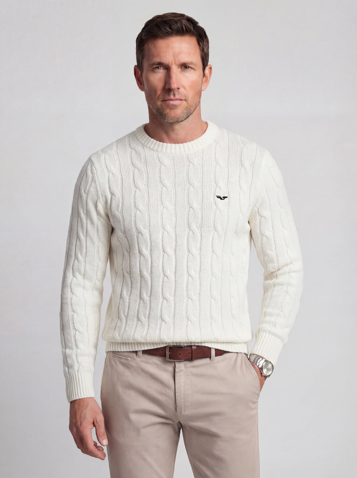 Jersey de Punto Trenzado 100% Algodón (Cuello Redondo) - JS Winchester