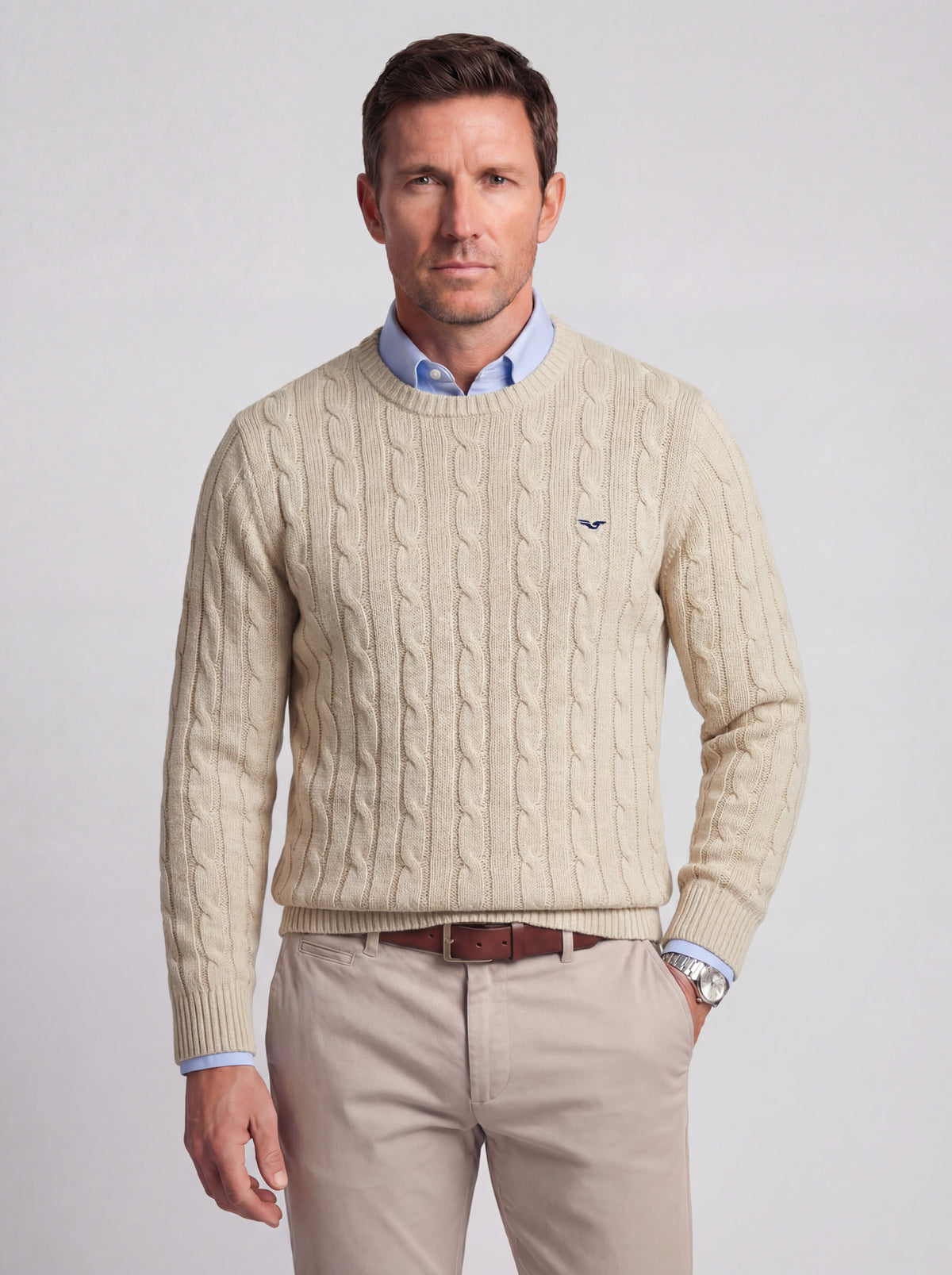 Jersey de Punto Trenzado 100% Algodón (Cuello Redondo) - JS Winchester
