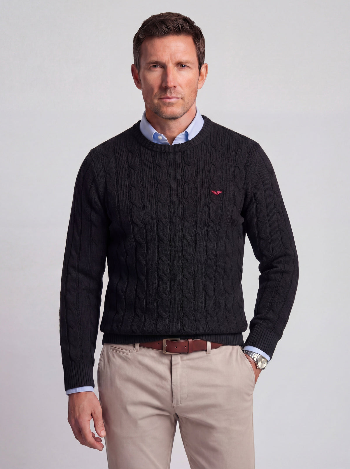 Jersey de Punto Trenzado 100% Algodón (Cuello Redondo) - JS Winchester